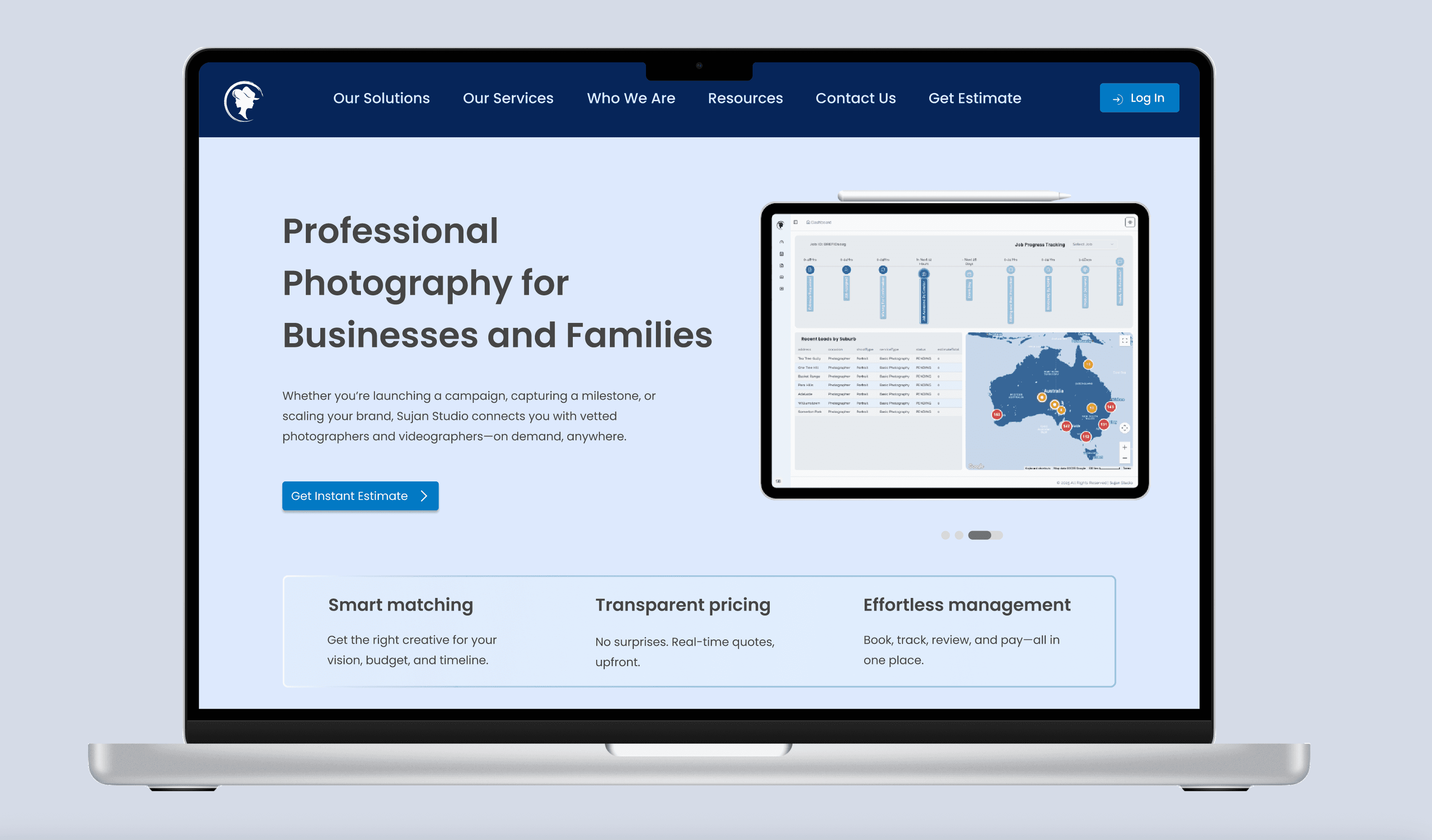 Laptop showing brief submission page