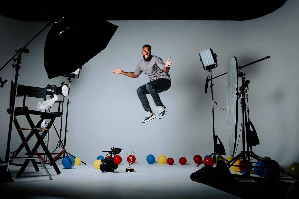 Studio portrait session with professional lighting